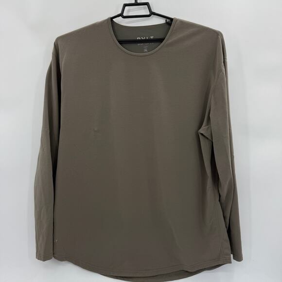 BYLT Drop Cut Long Sleeve Crew Neck Mens Size XXL Taupe Soft Stretch Jersey Knit - Picture 1 of 7